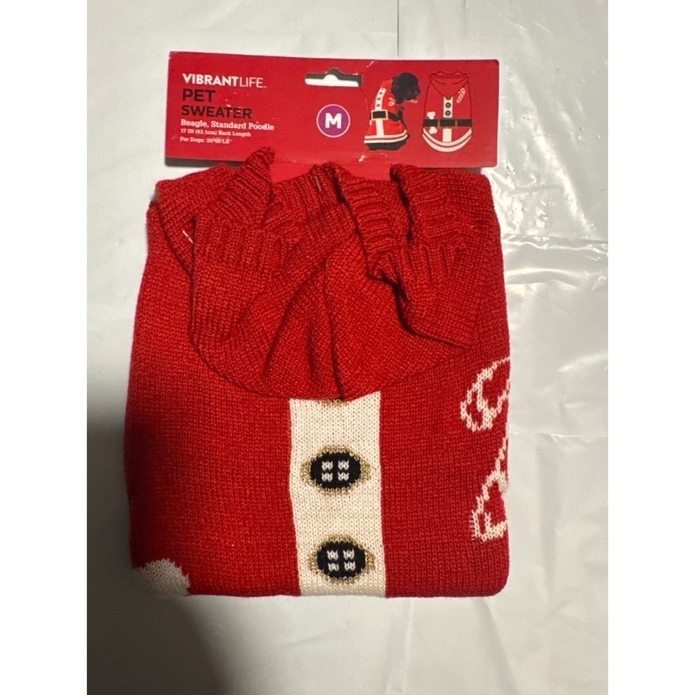 Vibrant Life Pet Sweater New  Medium Red Holiday Dog Costume Beagle Poodle‎
